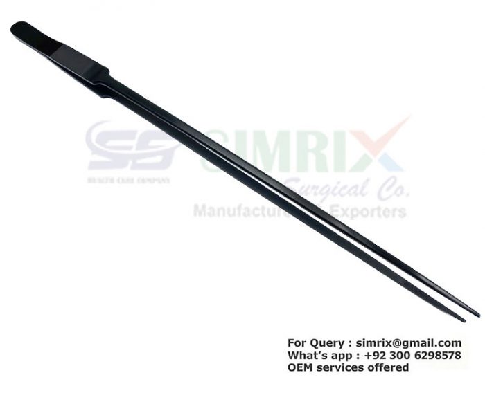 Black Oxide Aquarium Forceps with Thumb Print 30cm Straight